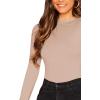 imageVerdusa Womens Basic Mock Neck Slim Fitted Long Sleeve Pullovers Tee TopsKhaki