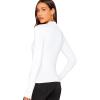 imageVerdusa Womens Basic Mock Neck Slim Fitted Long Sleeve Pullovers Tee TopsWhite