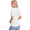 imageVerdusa Womens Business Casual Tops Mock Neck Short Sleeve Knit Basic Tees Work Ofiice OutfitsBow White