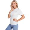 imageVerdusa Womens Business Casual Tops Mock Neck Short Sleeve Knit Basic Tees Work Ofiice OutfitsBow White