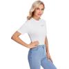 imageVerdusa Womens Business Casual Tops Mock Neck Short Sleeve Knit Basic Tees Work Ofiice OutfitsBow White