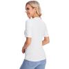 imageVerdusa Womens Business Casual Tops Mock Neck Short Sleeve Knit Basic Tees Work Ofiice OutfitsCream White