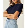 imageVerdusa Womens Business Casual Tops Mock Neck Short Sleeve Knit Basic Tees Work Ofiice OutfitsDark Blue