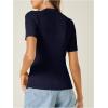 imageVerdusa Womens Business Casual Tops Mock Neck Short Sleeve Knit Basic Tees Work Ofiice OutfitsDark Blue