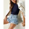 imageVerdusa Womens Business Casual Tops Mock Neck Short Sleeve Knit Basic Tees Work Ofiice OutfitsDark Blue