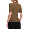 imageVerdusa Womens Business Casual Tops Mock Neck Short Sleeve Knit Basic Tees Work Ofiice OutfitsLight Brown
