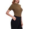 imageVerdusa Womens Business Casual Tops Mock Neck Short Sleeve Knit Basic Tees Work Ofiice OutfitsLight Brown