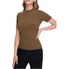 imageVerdusa Womens Business Casual Tops Mock Neck Short Sleeve Knit Basic Tees Work Ofiice OutfitsLight Brown