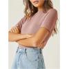 imageVerdusa Womens Business Casual Tops Mock Neck Short Sleeve Knit Basic Tees Work Ofiice OutfitsPink Dusty