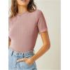 imageVerdusa Womens Business Casual Tops Mock Neck Short Sleeve Knit Basic Tees Work Ofiice OutfitsPink Dusty