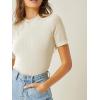 imageVerdusa Womens Business Casual Tops Mock Neck Short Sleeve Knit Basic Tees Work Ofiice OutfitsSolid Beige