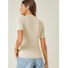 imageVerdusa Womens Business Casual Tops Mock Neck Short Sleeve Knit Basic Tees Work Ofiice OutfitsSolid Beige