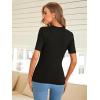 imageVerdusa Womens Business Casual Tops Mock Neck Short Sleeve Knit Basic Tees Work Ofiice OutfitsSolid Black