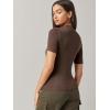 imageVerdusa Womens Business Casual Tops Mock Neck Short Sleeve Knit Basic Tees Work Ofiice OutfitsSolid Chocolate Brown