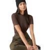 imageVerdusa Womens Business Casual Tops Mock Neck Short Sleeve Knit Basic Tees Work Ofiice OutfitsSolid Chocolate Brown