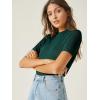 imageVerdusa Womens Business Casual Tops Mock Neck Short Sleeve Knit Basic Tees Work Ofiice OutfitsSolid Dark Green