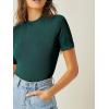 imageVerdusa Womens Business Casual Tops Mock Neck Short Sleeve Knit Basic Tees Work Ofiice OutfitsSolid Dark Green