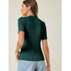 imageVerdusa Womens Business Casual Tops Mock Neck Short Sleeve Knit Basic Tees Work Ofiice OutfitsSolid Dark Green