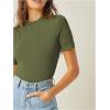 imageVerdusa Womens Business Casual Tops Mock Neck Short Sleeve Knit Basic Tees Work Ofiice OutfitsSolid Green