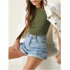 imageVerdusa Womens Business Casual Tops Mock Neck Short Sleeve Knit Basic Tees Work Ofiice OutfitsSolid Green