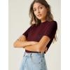 imageVerdusa Womens Business Casual Tops Mock Neck Short Sleeve Knit Basic Tees Work Ofiice OutfitsSolid Maroon