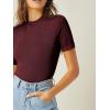 imageVerdusa Womens Business Casual Tops Mock Neck Short Sleeve Knit Basic Tees Work Ofiice OutfitsSolid Maroon
