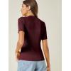 imageVerdusa Womens Business Casual Tops Mock Neck Short Sleeve Knit Basic Tees Work Ofiice OutfitsSolid Maroon