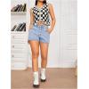 imageVerdusa Womens Button Front V Neck Sleeveless Crochet Plaid Checkered Knit Sweater VestBlack and Beige