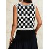 imageVerdusa Womens Button Front V Neck Sleeveless Crochet Plaid Checkered Knit Sweater VestWhite
