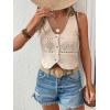imageVerdusa Womens Button Front V Neck Sleeveless Knitted Crop Sweater VestBeige