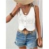 imageVerdusa Womens Button Front V Neck Sleeveless Knitted Crop Sweater VestWhite