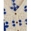 imageVerdusa Womens Button Front Vest V Neck Sleeveless Knit Crochet Sweater VestBlue and Beige