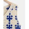 imageVerdusa Womens Button Front Vest V Neck Sleeveless Knit Crochet Sweater VestBlue and Beige