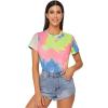 imageVerdusa Womens Casual Short Sleeve Tie Dye TeeBluepinkyellow