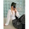 imageVerdusa Womens Crop Cover Up Long Sleeve Pointelle Knit Hollow Out Crochet See Through Knit TopLight White