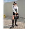 imageVerdusa Womens Crop Cover Up Long Sleeve Pointelle Knit Hollow Out Crochet See Through Knit TopWhite
