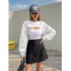 imageVerdusa Womens Crop Cover Up Long Sleeve Pointelle Knit Hollow Out Crochet See Through Knit TopWhite