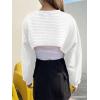 imageVerdusa Womens Crop Cover Up Long Sleeve Pointelle Knit Hollow Out Crochet See Through Knit TopWhite