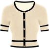 imageVerdusa Womens Cropped Sweater Old Money Clothes Short Sleeve Button Up Fall Trendy Lightweight Knit TopApricot