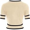 imageVerdusa Womens Cropped Sweater Old Money Clothes Short Sleeve Button Up Fall Trendy Lightweight Knit TopApricot