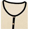 imageVerdusa Womens Cropped Sweater Old Money Clothes Short Sleeve Button Up Fall Trendy Lightweight Knit TopApricot