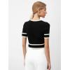 imageVerdusa Womens Cropped Sweater Old Money Clothes Short Sleeve Button Up Fall Trendy Lightweight Knit TopBlack
