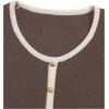 imageVerdusa Womens Cropped Sweater Old Money Clothes Short Sleeve Button Up Fall Trendy Lightweight Knit TopBrown