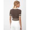 imageVerdusa Womens Cropped Sweater Old Money Clothes Short Sleeve Button Up Fall Trendy Lightweight Knit TopBrown