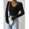 imageVerdusa Womens Drop Shoulder Long Sleeve Button Up Knit Cardigan SweaterBlack