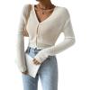 imageVerdusa Womens Drop Shoulder Long Sleeve Button Up Knit Cardigan SweaterCream White