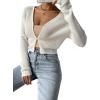 imageVerdusa Womens Drop Shoulder Long Sleeve Button Up Knit Cardigan SweaterCream White
