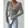 imageVerdusa Womens Drop Shoulder Long Sleeve Button Up Knit Cardigan SweaterGrey