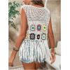 imageVerdusa Womens Floral Crochet Hollow Out Sleeveless Fringe Cardigan VestWhite