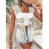 imageVerdusa Womens Floral Crochet Hollow Out Sleeveless Fringe Cardigan VestWhite